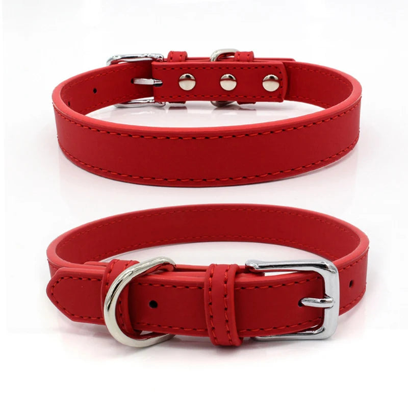 collier chien cuir rouge pu