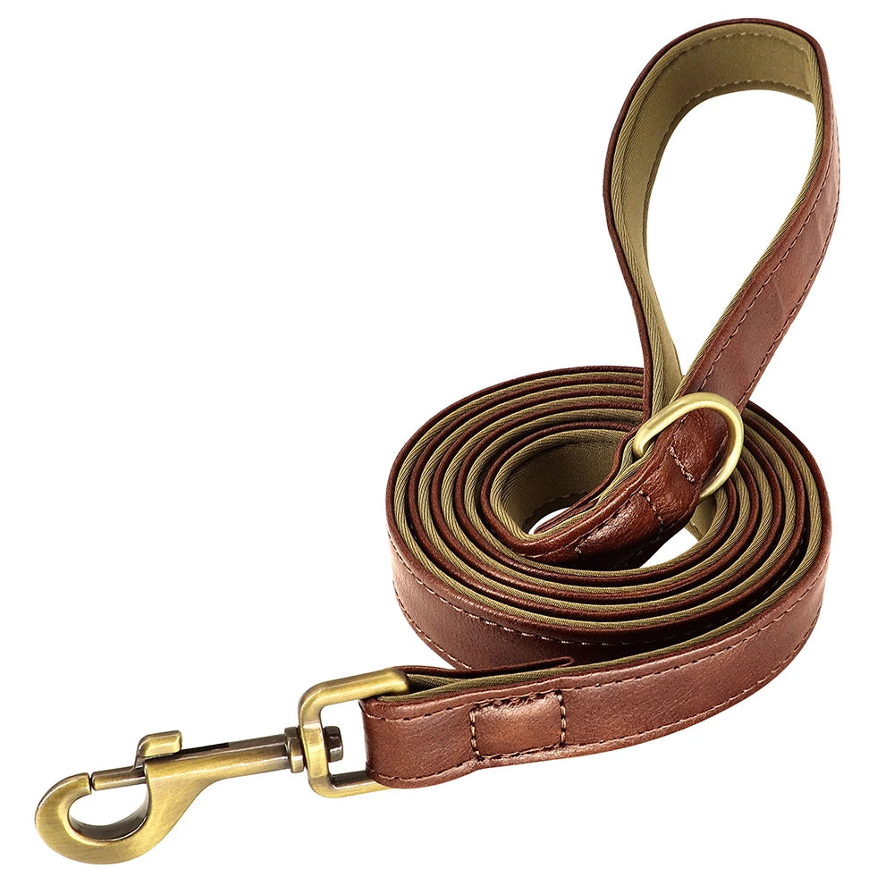 laisse cuir chien marron