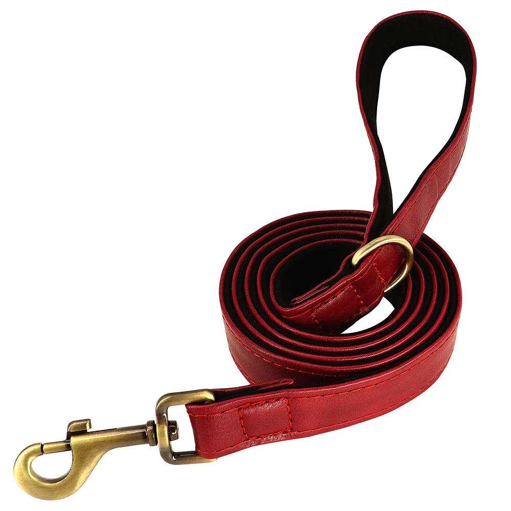 laisse cuir chien rouge