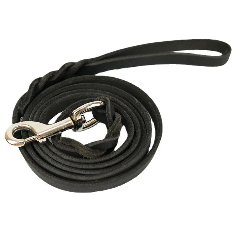 laisse en cuir pour chien noire zoom